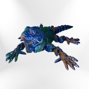 Colorful iguana sculpture with textured scales and vibrant hues, perfect for home decor