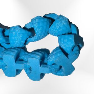 Scaled Fidget Snake: Blue 3D-printed fidget toy, interlocking cross-shaped segments for stress and anxiety relief.