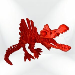 Skeleton Spinosaurus: 3D-printed red Spinosaurus dinosaur skeleton model. Perfect dinosaur toy for collectors.
