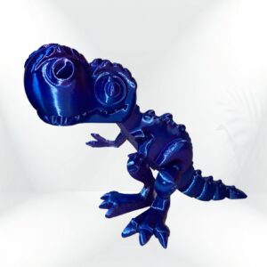 3D-printed blue T-Rex dinosaur toy figurine, collectible.