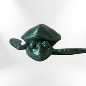 Chill Turtle: 3D-printed green turtle figurine with a happy expression.