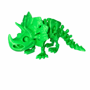 Green Skeleton Triceratops toy. 3D printed dinosaur skeleton figure.