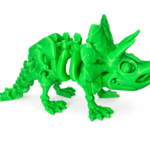 Green Skeleton Triceratops: Detailed 3D printed dinosaur skeleton figurine.