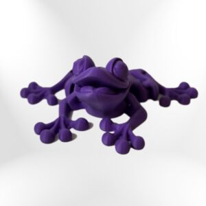 Purple 3D printed frog figurine