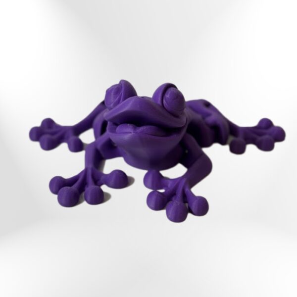Purple 3D printed frog figurine