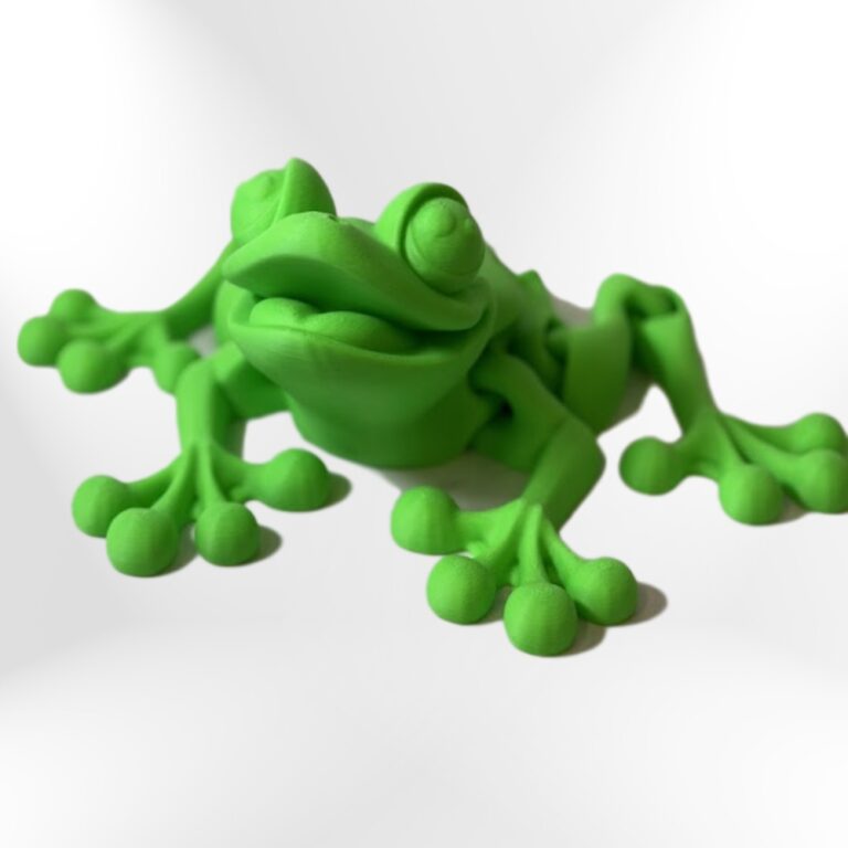 Cute green frog figurine, 3D printed.