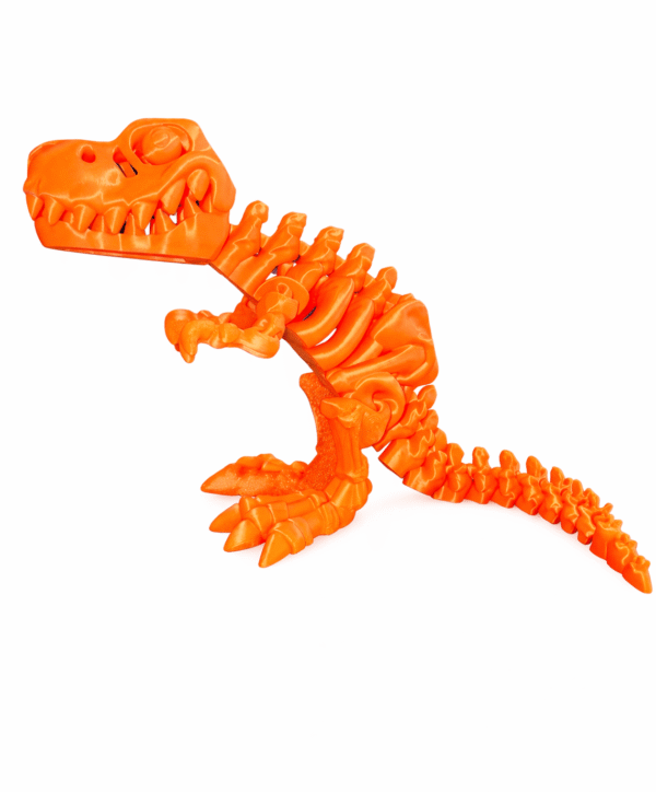 Orange T-Rex Skeleton toy, a fun dinosaur fossil model.