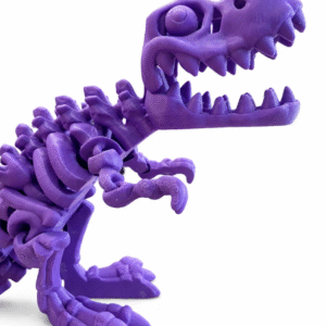 Purple T-Rex Skeleton: Articulated 3D printed dinosaur toy, perfect for display or play.