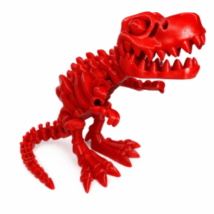 Red T-Rex Skeleton: A detailed, articulated dinosaur toy figure.