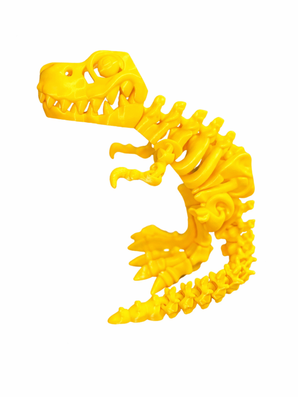 Yellow T-Rex Skeleton: 3D printed t-rex dinosaur fossil toy