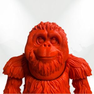 Orangutan 3D printed figurine: Collectible orange orangutan toy.