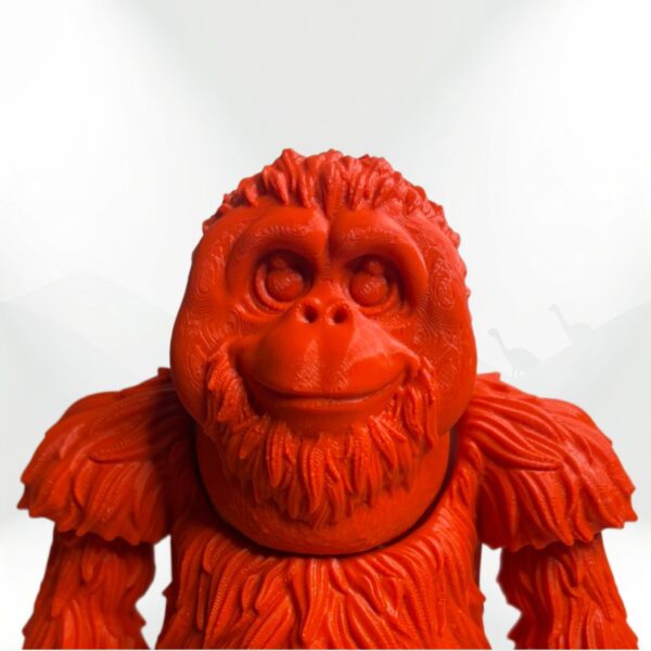 Orangutan 3D printed figurine: Collectible orange orangutan toy.