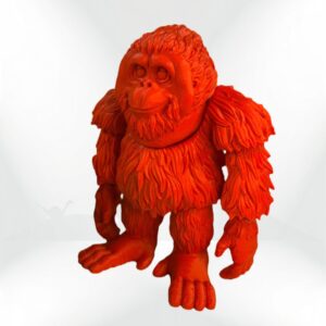 Orangutan 3D-printed figurine: A friendly, furry orange orangutan collectible animal figure.