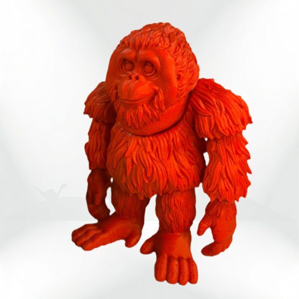 Orangutan 3D-printed figurine: A friendly, furry orange orangutan collectible animal figure.