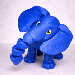 Blue Elephant figurine with curled trunk