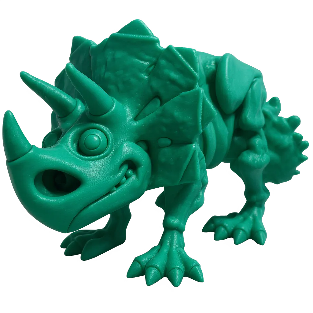 Green Triceratops sensory toy. Great for imaginative play.