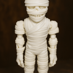 Boo Buddy Mummi: White mummy figure with articulated joints, a Halloween decoration, and a collectible toy. A horror figure.