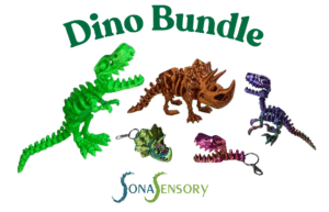Dinosaur Pack – Jurassic World: Dino Bundle featuring colorful 3D printed dinosaur skeletons.