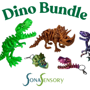 Dinosaur Pack – Jurassic World: Dino Bundle featuring colorful 3D printed dinosaur skeletons.