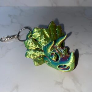 Dinosaur Pack: Iridescent 3D printed triceratops head keychain