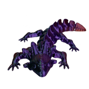 3D printed Axolotl figurine, purple and copper color