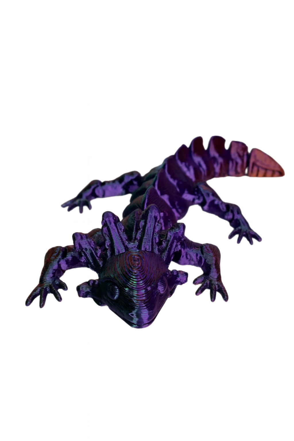 3D printed Axolotl figurine, purple and copper color