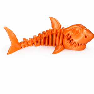 Orange 3D printed Shark skeleton toy.