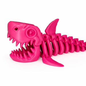 Pink Shark skeleton toy. Articulated, 3D printed, and ready to play.