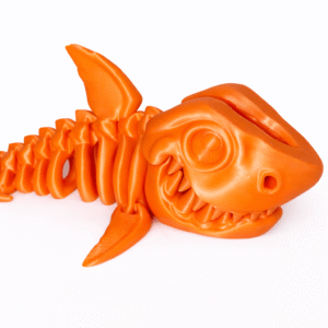 Orange 3D printed Shark skeleton toy