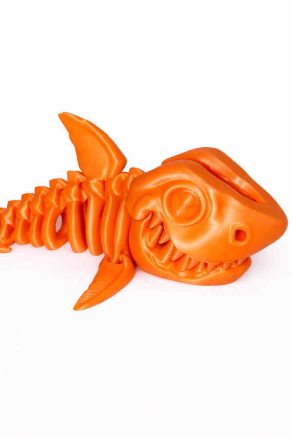 Orange 3D printed Shark skeleton toy