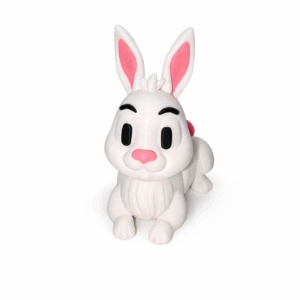 White Rabbit toy with pink accents on ears and nose.