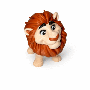 Cartoon Lion toy with brown mane and light tan face and paws.