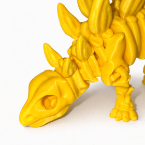Yellow 3D printed Stegosaurus skeleton figurine
