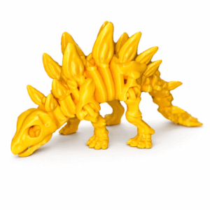 Yellow Stegosaurus toy dinosaur figure with detailed scales and plates