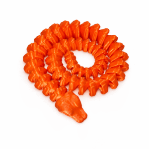 Orange Skeleton Snake toy, articulated and coiled, on a white background.