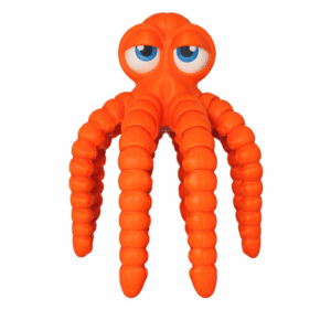 AUTO-DRAFT: Orange octopus toy with segmented tentacles and large blue eyes