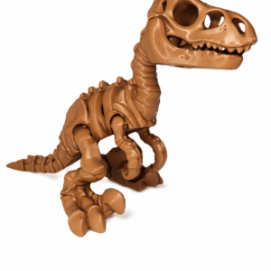 Raptor Skeleton toy figure, brown plastic dinosaur fossil