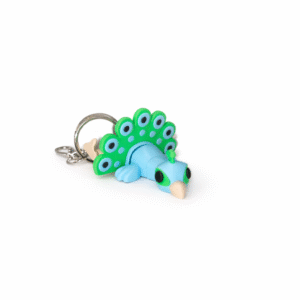 Peacock Keyring: Blue and green peacock with keyring attachment