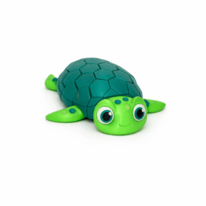 Reptile Bundle: Green toy turtle with segmented shell and cute, cartoon-like features.