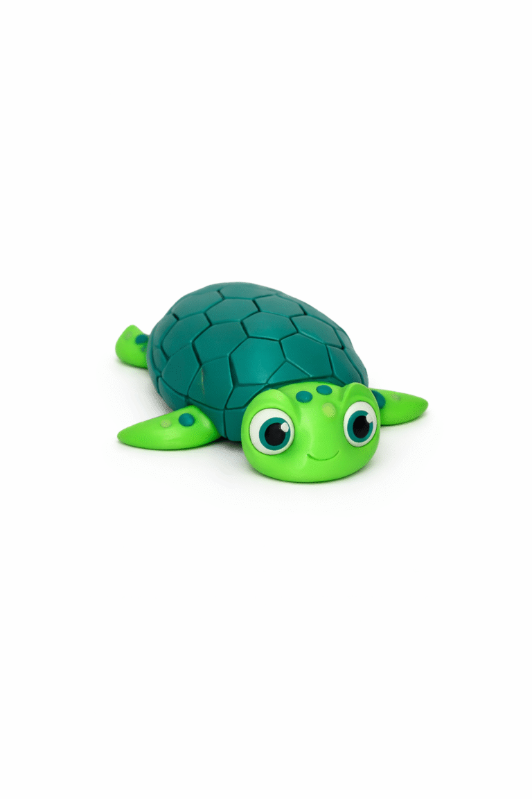 Reptile Bundle: Green toy turtle with segmented shell and cute, cartoon-like features.