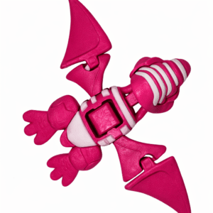 AUTO-DRAFT: Pink and white toy spaceship with detailed wings and textured body