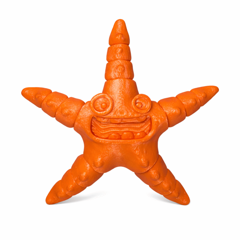 Aquatic Creatures Bundle: Orange starfish toy with a funny face