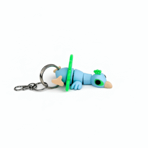 Zoo Animals Bundle: Blue bird keychain with a green diving mask and metal keyring.