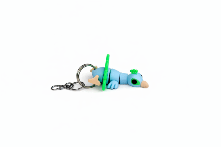 Zoo Animals Bundle: Blue bird keychain with a green diving mask and metal keyring.