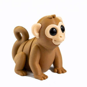 Zoo Animals Bundle: Cute brown toy monkey with big eyes and a curled tail