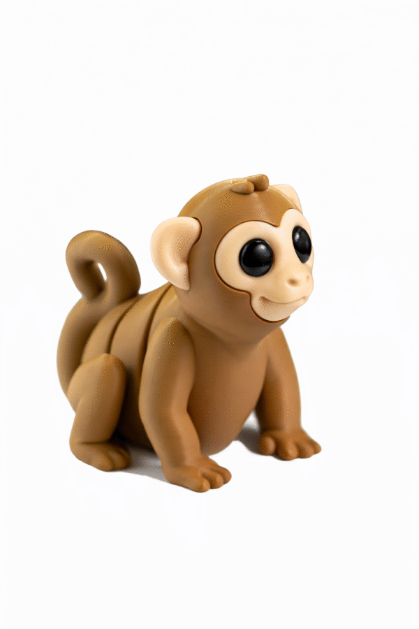 Zoo Animals Bundle: Cute brown toy monkey with big eyes and a curled tail