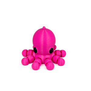 Pink 3D printed octopus toy with articulated tentacles.