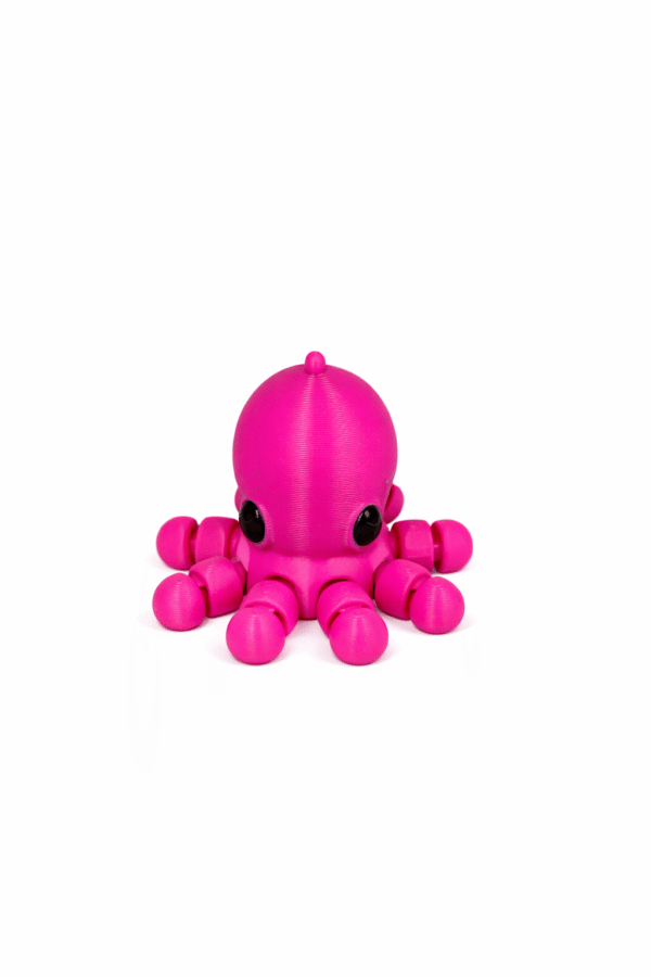 Pink 3D printed octopus toy with articulated tentacles.