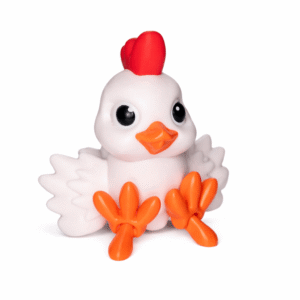 Cute white chicken figurine with red comb and orange feet