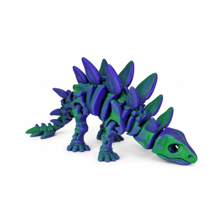 Green and blue Stegosaurus fidget toy.